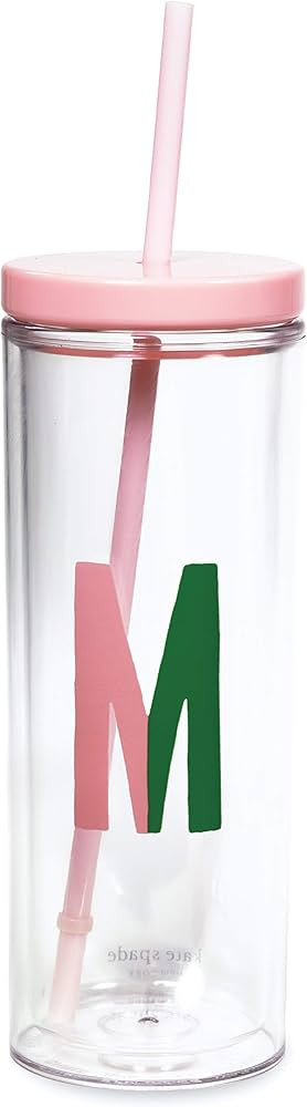 Kate Spade New York Insulated Initial Tumbler with Reusable Straw, 24 Ounce Acrylic Travel Cup wi... | Amazon (US)