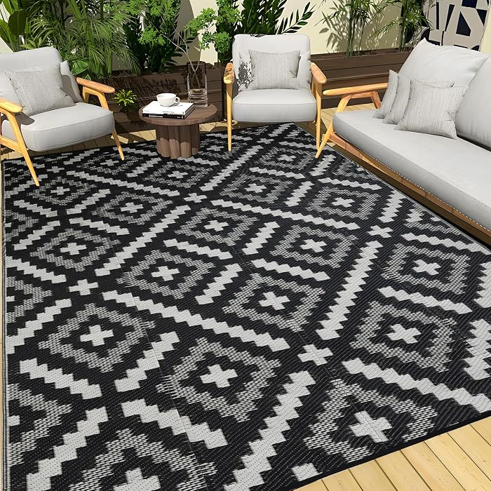 Outdoor Rug 5x8 ft Waterproof, Reversible Outdoor Plastic Straw Rug for Patios Clearance, Outdoor... | Amazon (US)