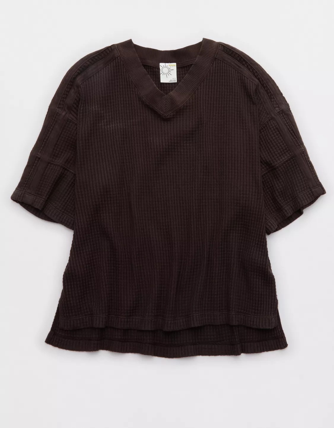 OFFLINE By Aerie Wow! Waffle Jersey V-Neck T-Shirt | Aerie