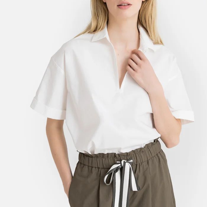 Cotton Short-Sleeved Blouse | La Redoute (UK)