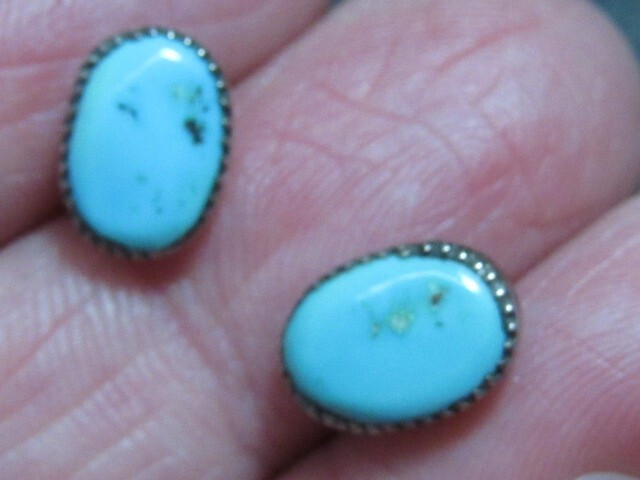 RODNEY & DIANE LONJOSE -NATIVE AMERICAN ZUNI SILVER & NATURAL TURQUOISE EARRINGS | eBay US