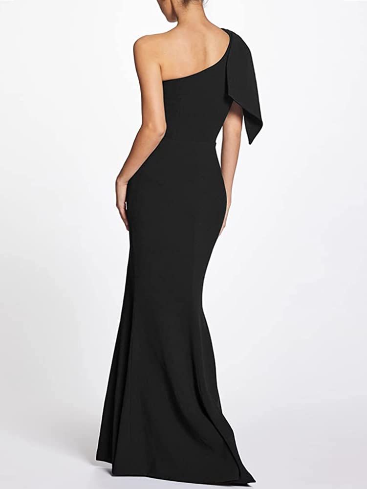 Womens Sexy Elegant Sleeveless Bow One Shoulder High Split Formal Dress  | Amazon (US)