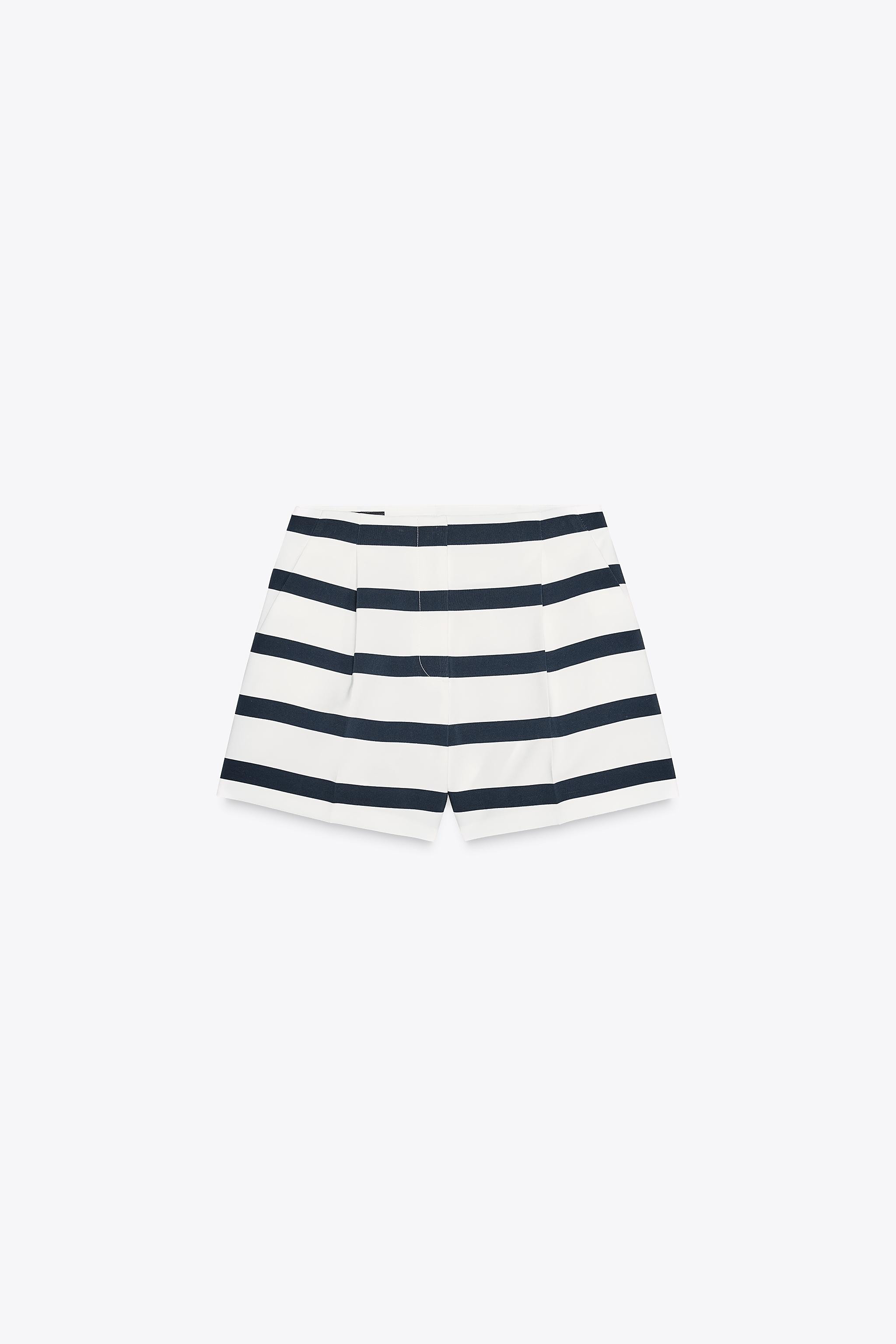 PLEATED STRIPED SHORTS | Zara US