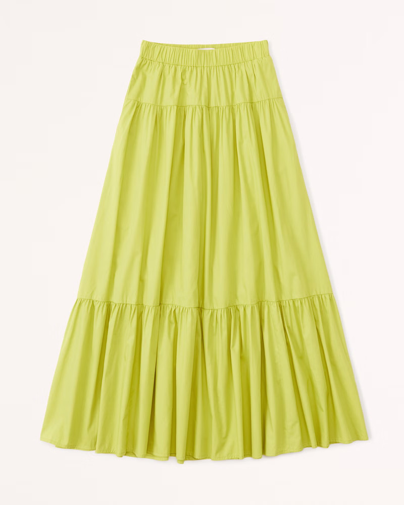 Poplin Tiered Maxi Skirt | Abercrombie & Fitch (US)