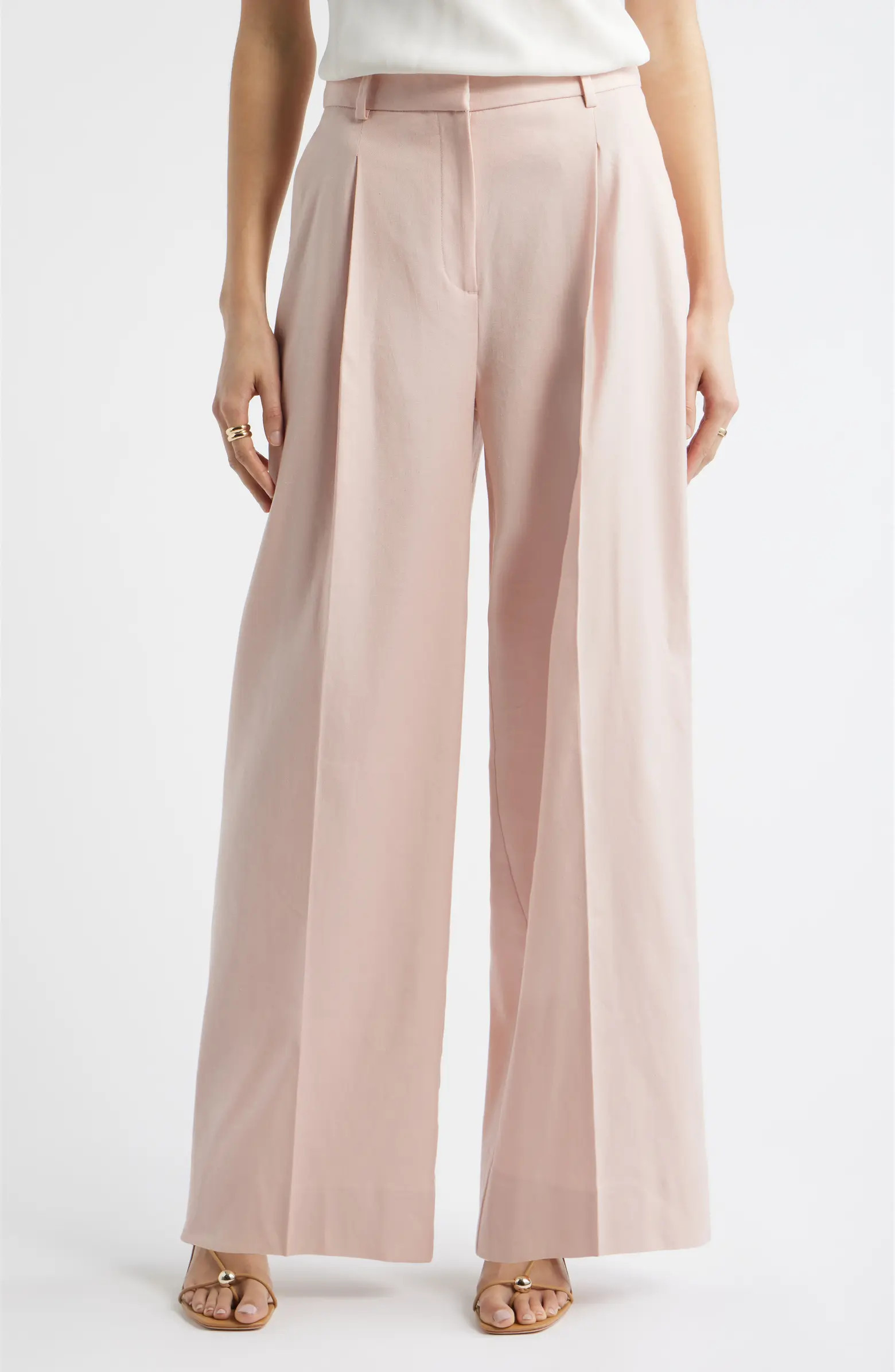 Pleated Linen Blend Wide Leg Pants | Nordstrom