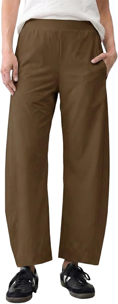LOMON Wide Leg Barrel Pants for Women 27" Work Dress Casual Golf Loose Fit Crop Ankle Palazzo Sla... | Amazon (US)