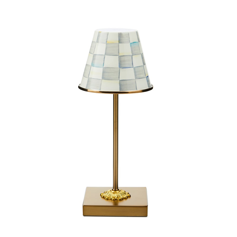 Sterling Check LED Rechargeable Cafe Table Lamp | MacKenzie-Childs