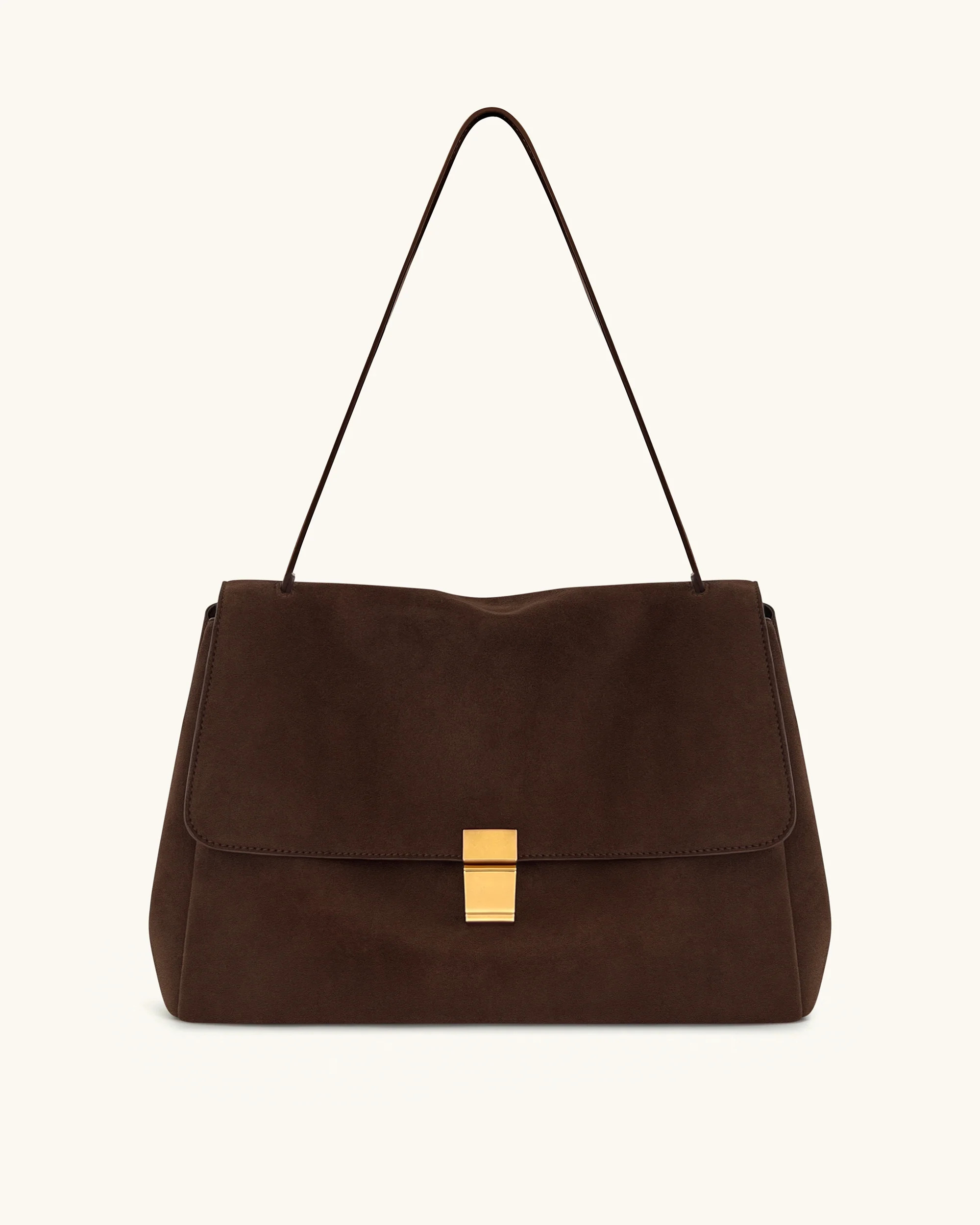 Hilary Faux Suede Shoulder Bag - Dark Brown | JW PEI US