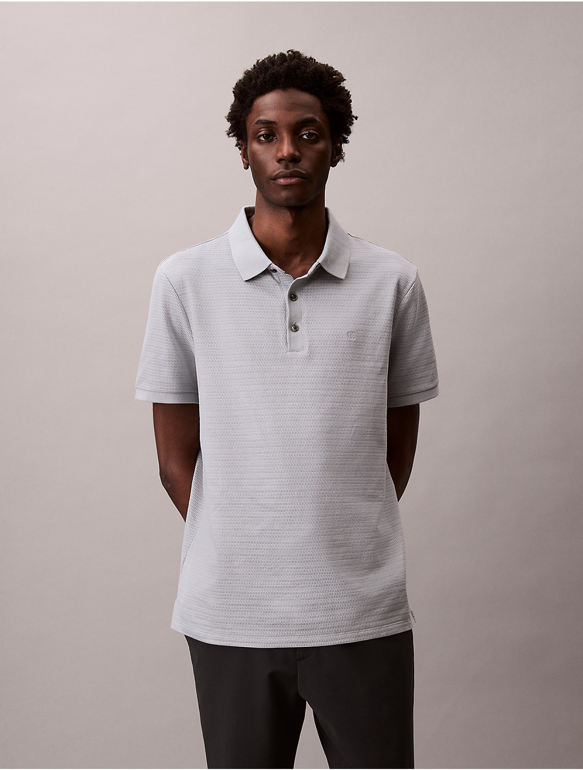 Calvin Klein Men's Waffle Knit Classic Polo Shirt - Grey - S | Calvin Klein (US)