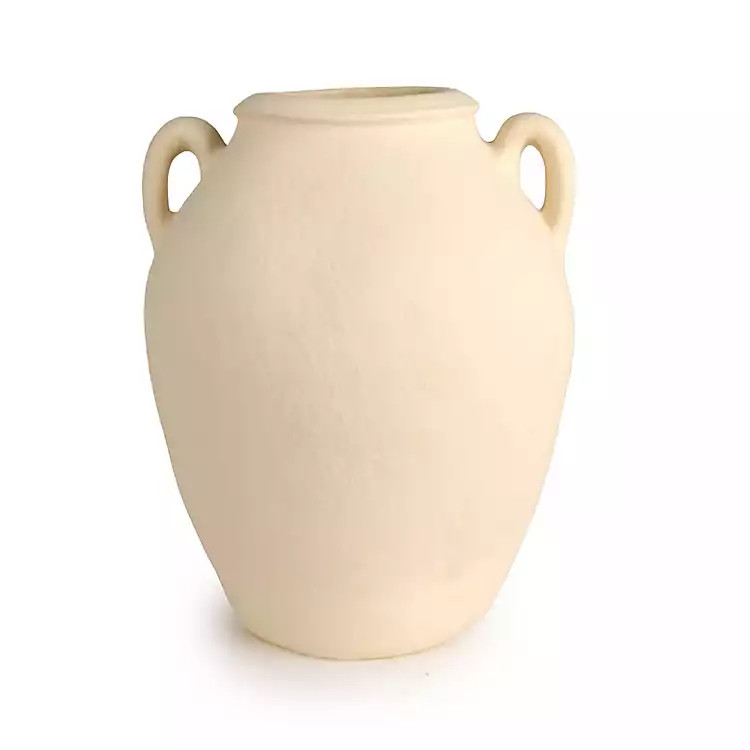 Ivory Ceramic Jug Vase with Two Handles, 12 in. | Kirklands Home | Kirklands