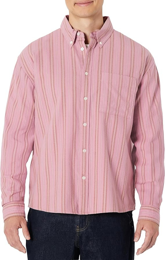 Amazon Essentials Men's Modern Oversized-Fit Cotton Button-Down Shirt | Amazon (US)