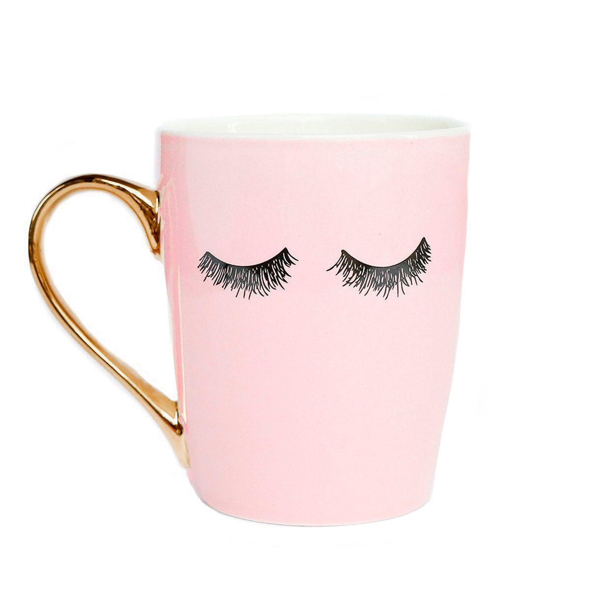 Sweet Water Decor Pink Eyelashes Gold Handle Coffee Mug - 16oz | Target