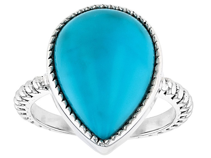 Sleeping Beauty Turquoise Sterling Silver Solitaire Ring 16x12mm - SWE3799 | JTV Jewelry