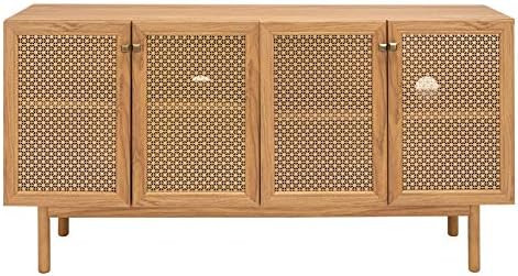 Safavieh Home Collection Piran Oak and Gold 4-Door 2-Shelf Media (65-inch Flat Screen) TV Stand | Amazon (US)