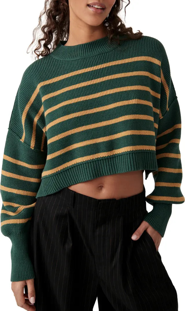 Free People Easy Street Stripe Rib Crop Sweater | Nordstrom | Nordstrom