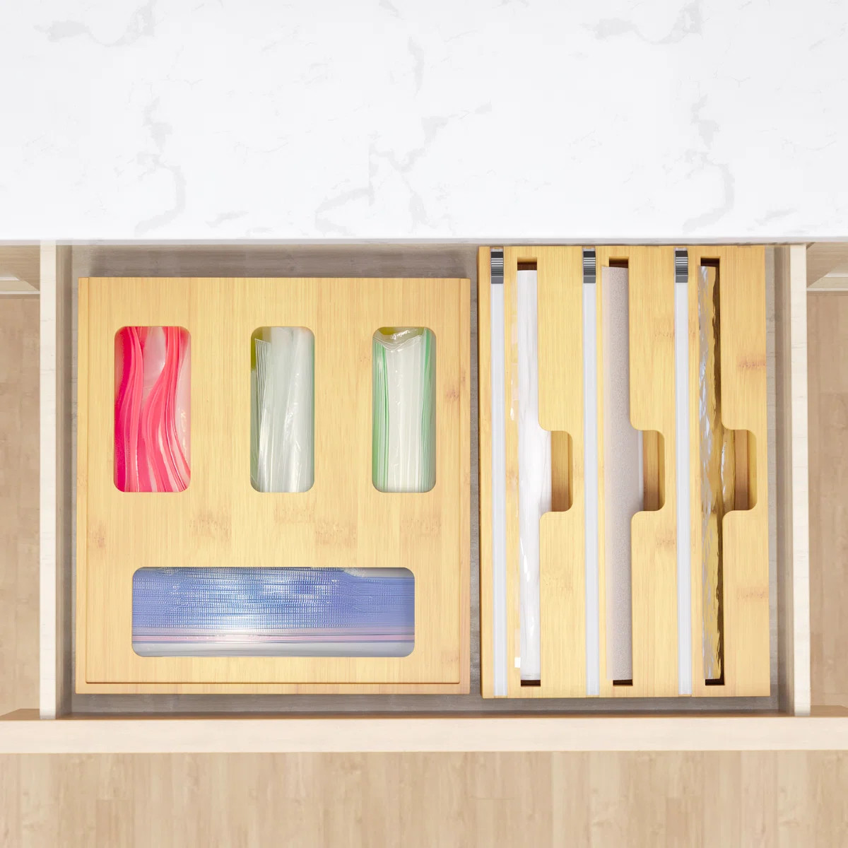 WrapNeat 4-in-1 Wrap Dispenser with 4 Slots for Bag Storage Organizer | Wayfair North America