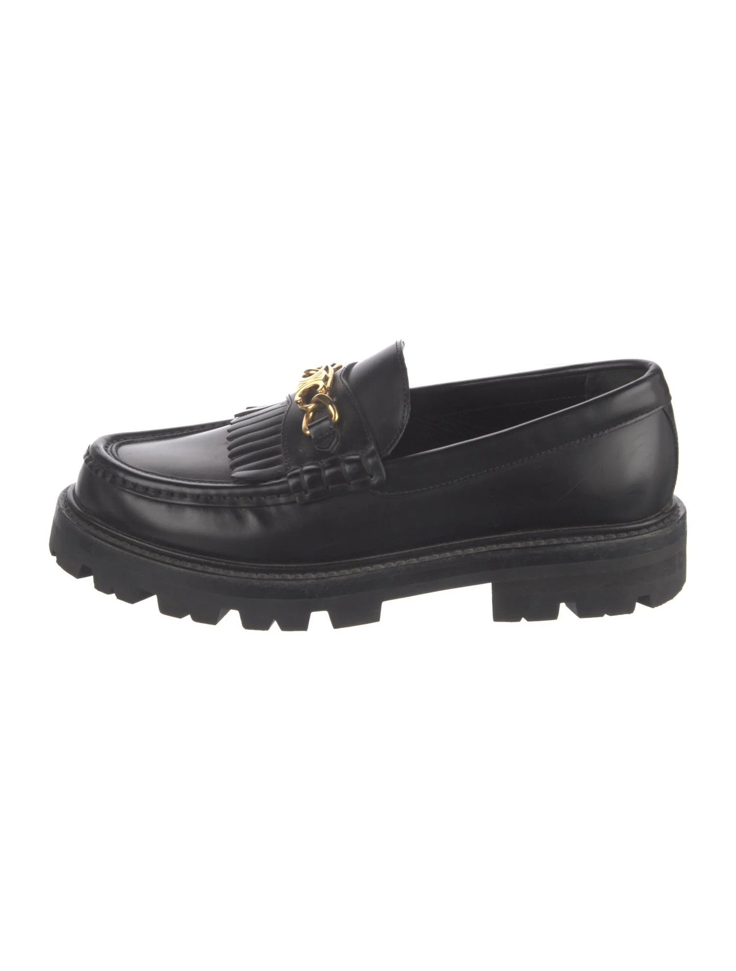 Leather Fringe Trim Accent Loafers | The RealReal