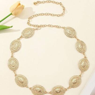 1PC Western Chain Belt Body Chain European And American Fashion Metal Waist Chain With Daisy, Petal & Flower Design For Girl's Dresses And Clothing, B | SHEIN