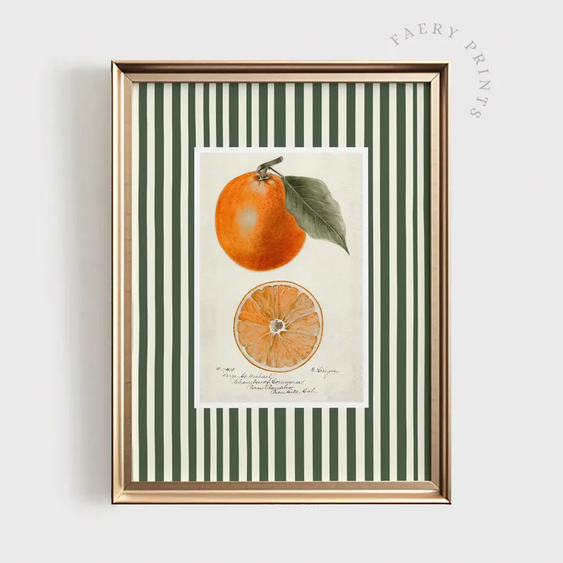 Orange Fruit Print | Kitchen PRINTABLE Wall Art | Modern Farmhouse Kitchen Print | Orange & Green... | Etsy (US)