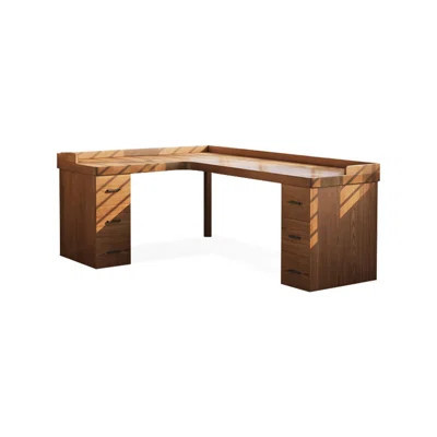 70.87"Walnut L-Shaped Solid Wood with 6 drawers desk | Wayfair North America
