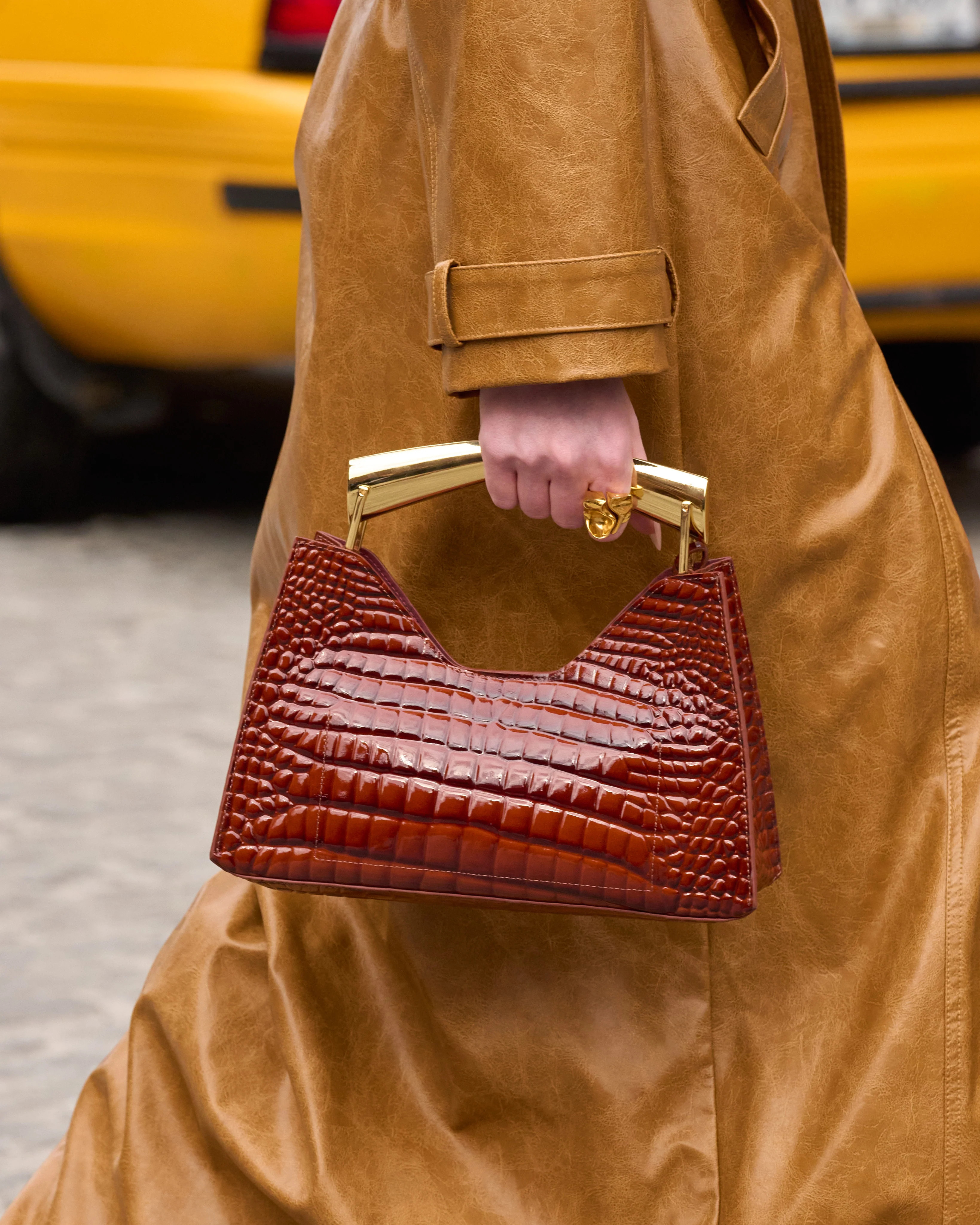 Poline Croc Embossed Mini Bag in Red Leather | Bronx and Banco