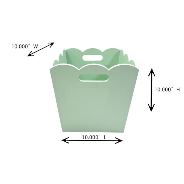 Scalloped Wood Storage Bin- Lt Green | At Home
