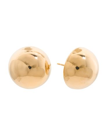 Made In Italy 18kt Gold Plated Puffed Half Ball Earrings | TJ Maxx