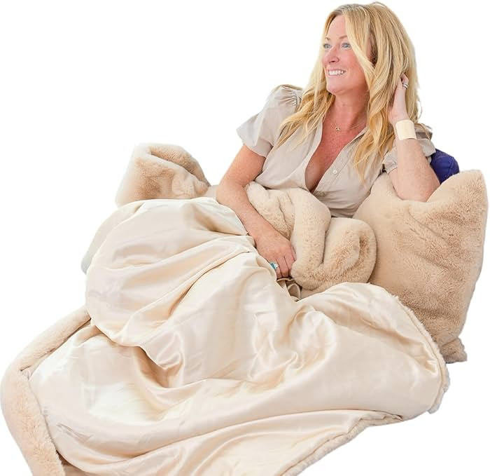 Pretty Rugged Camel TS Luxe Faux Fur Blanket | Amazon (US)