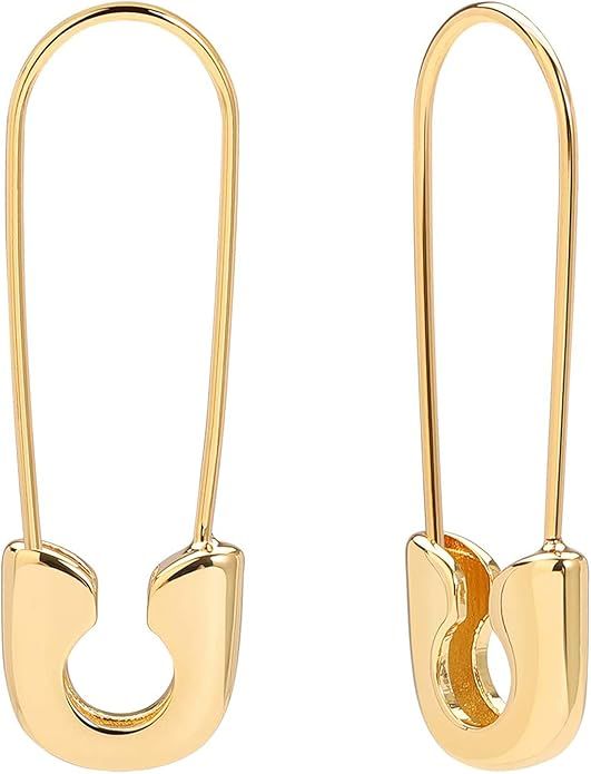 Safety Pin Earrings for Women 14K Gold Silver Pin Earrings Jewelry for Girls | Amazon (US)