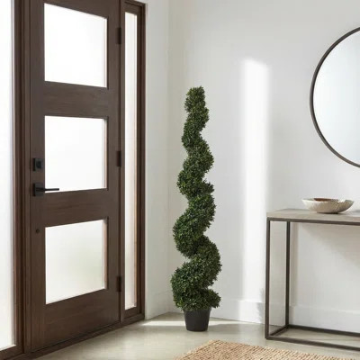 Pure Garden 5-Foot Faux Boxwood Artificial Plant - Spiral Topiary Tree with Weighted Pot for Indoor or Outdoor, Home, or Office - Realistic Fake Plan | Wayfair North America