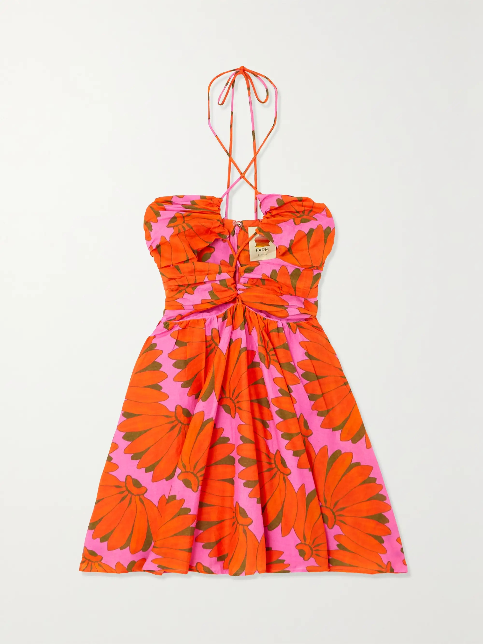 Copacabana cutout floral-print cotton-voile halterneck mini dress | NET-A-PORTER (US)