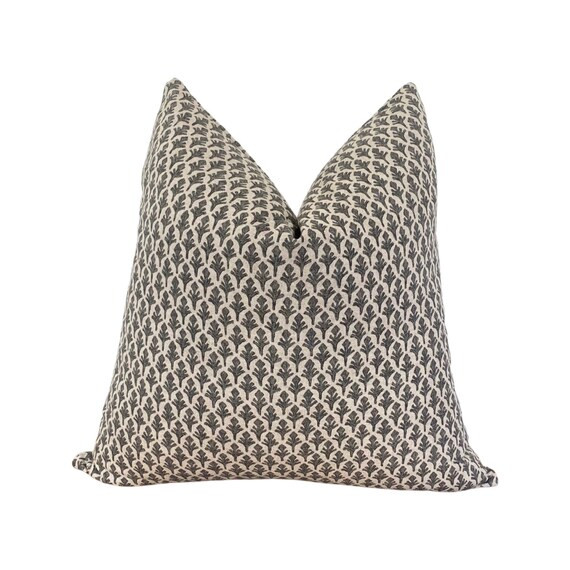 Dark Gray Simple Floral Print Throw Pillow Cover Square or | Etsy | Etsy (US)