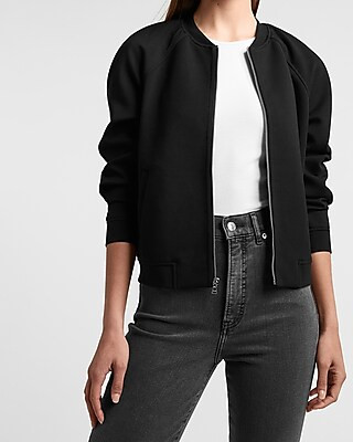 Collarless Zip-Up Knit Jacket | Express