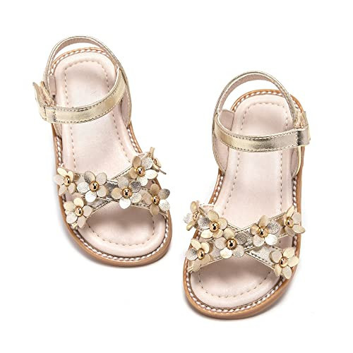 Kiderence Toddler Girl Sandals Little Girls Kids Shoes Girls Gold Sandals Toddler 12 | Amazon (US)