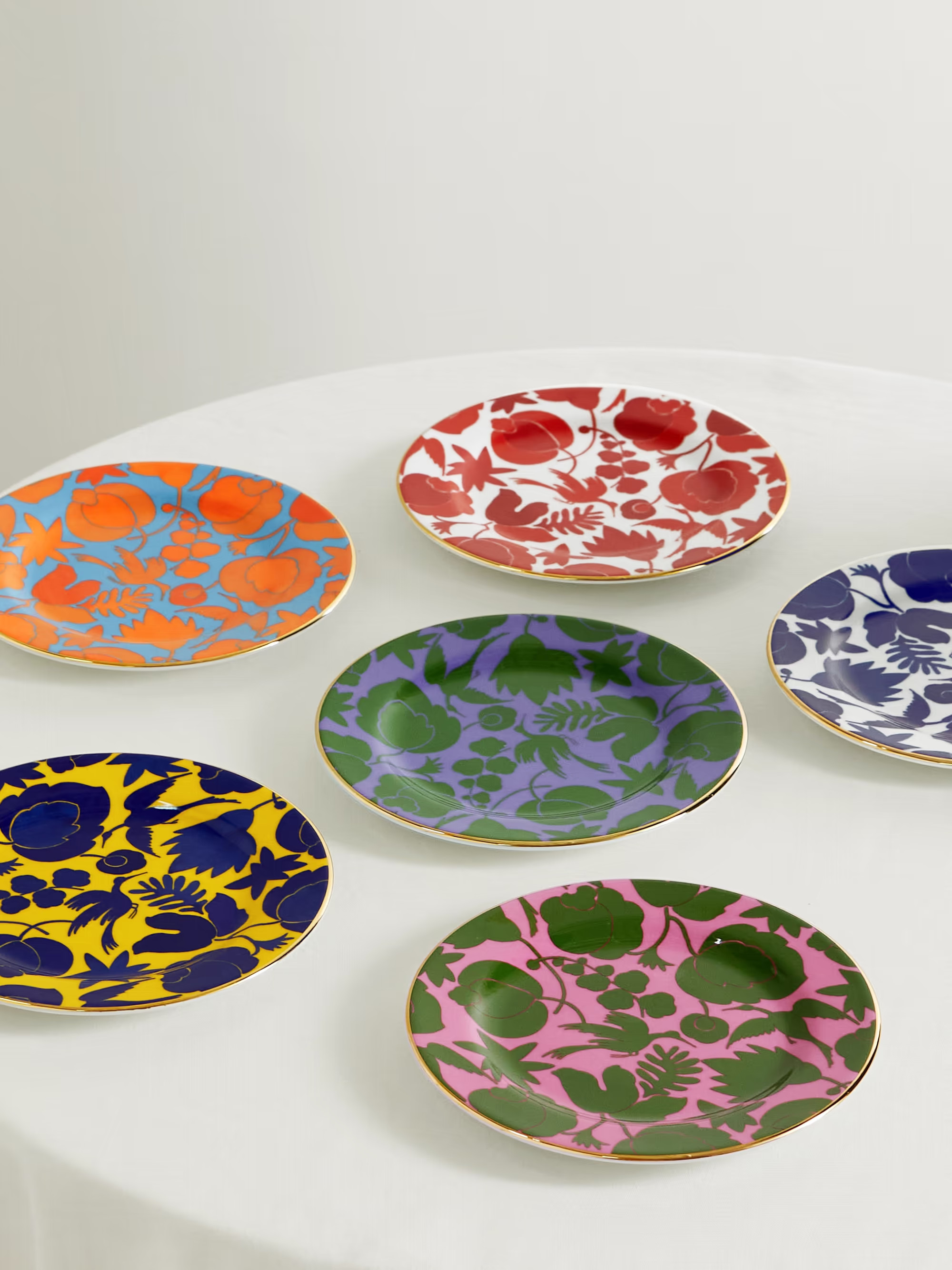 Set of six gold-plated porcelain dessert plates | NET-A-PORTER (US)