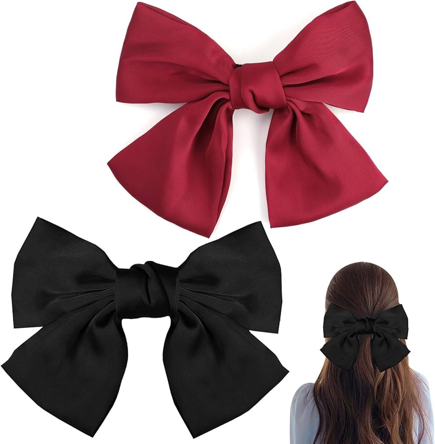 2Pcs Bow Hair Clip,Soft Bowknot Hairpins,French Barrette Hair Accessories in Solid Colors,Barrett... | Amazon (UK)