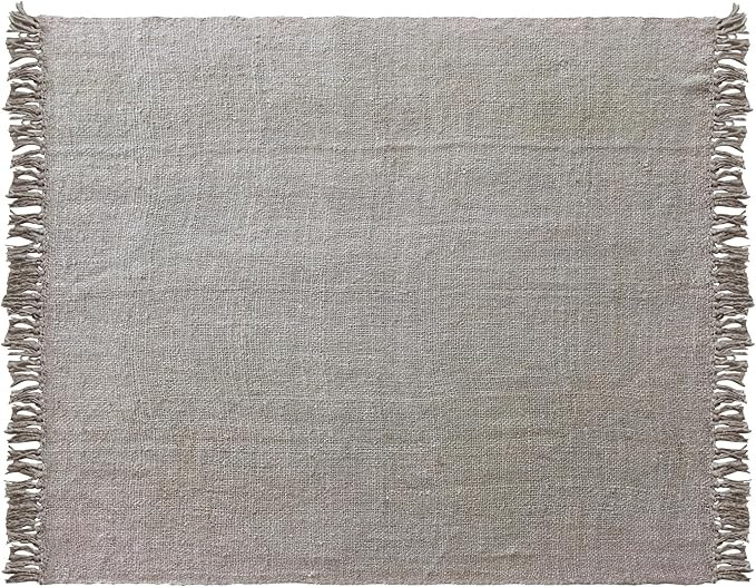 Creative Co-Op Woven Viscose Throw with Fringe, Beige | Amazon (US)