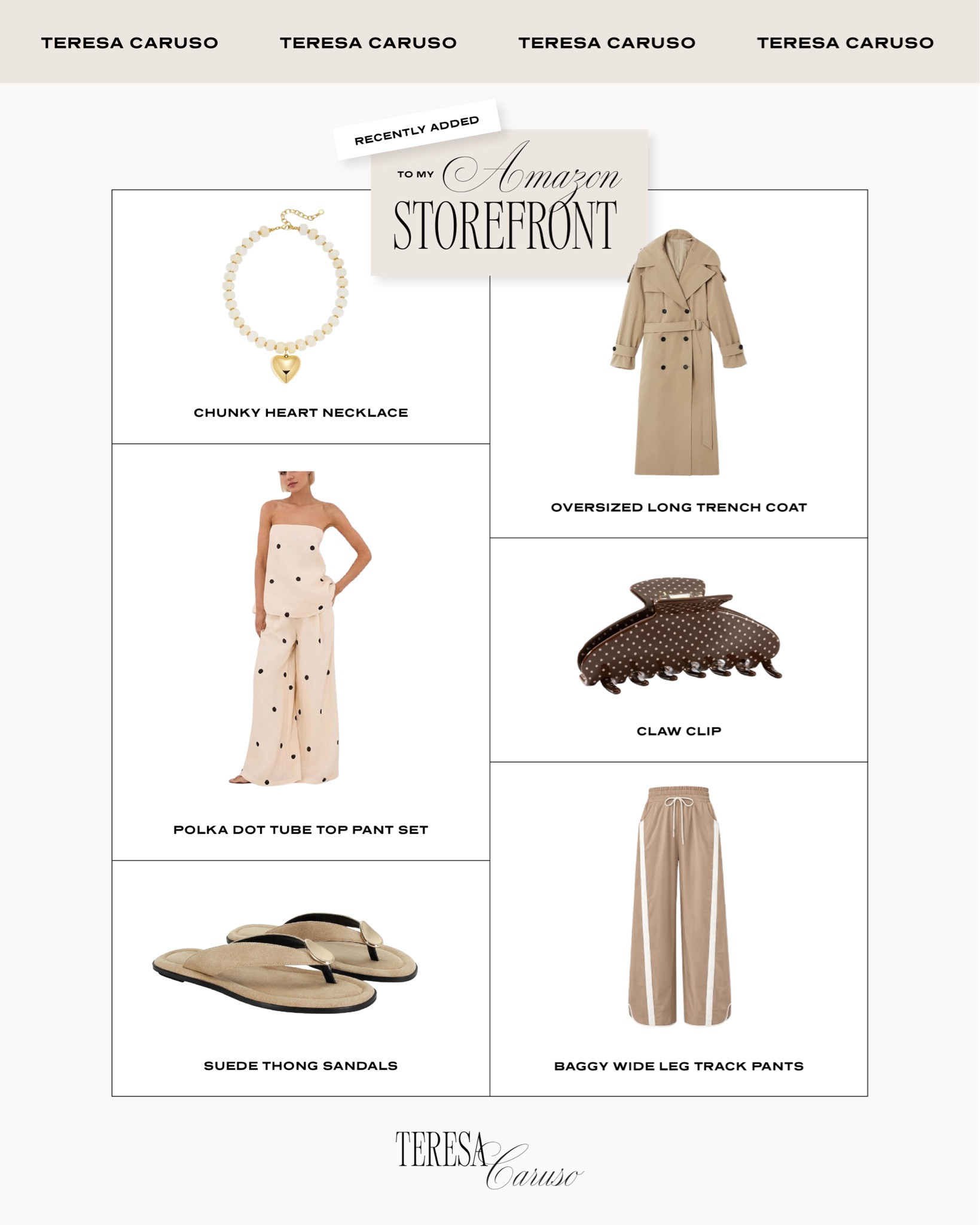 Recently added to my Amazon storefront 

Amazon finds, Amazon favorites, Amazon must haves, Amazon fashion 