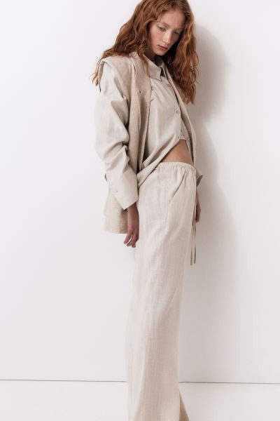 Linen-blend pull-on trousers | H&M (UK, MY, IN, SG, PH, TW, HK)
