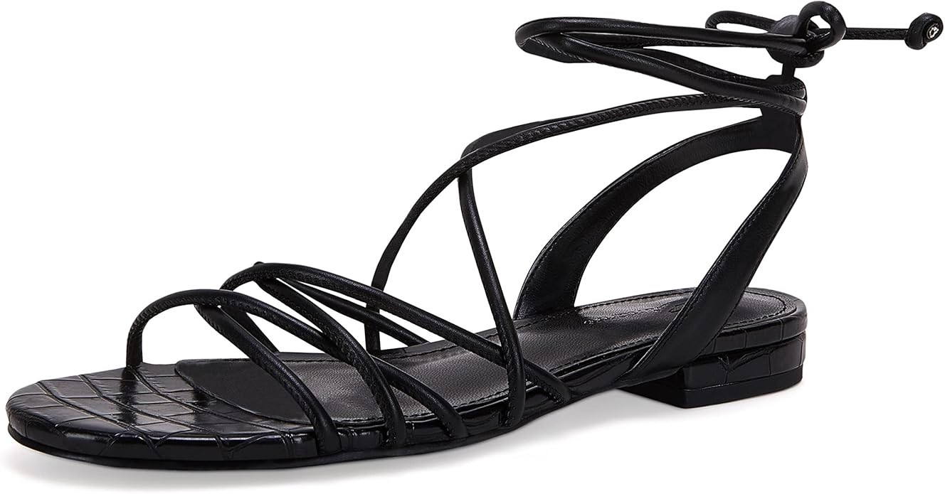 Ermonn Women's Lace-up Flat Sandals Strappy Open Toe Slingback CrissCross Casual Summer Slides | Amazon (US)