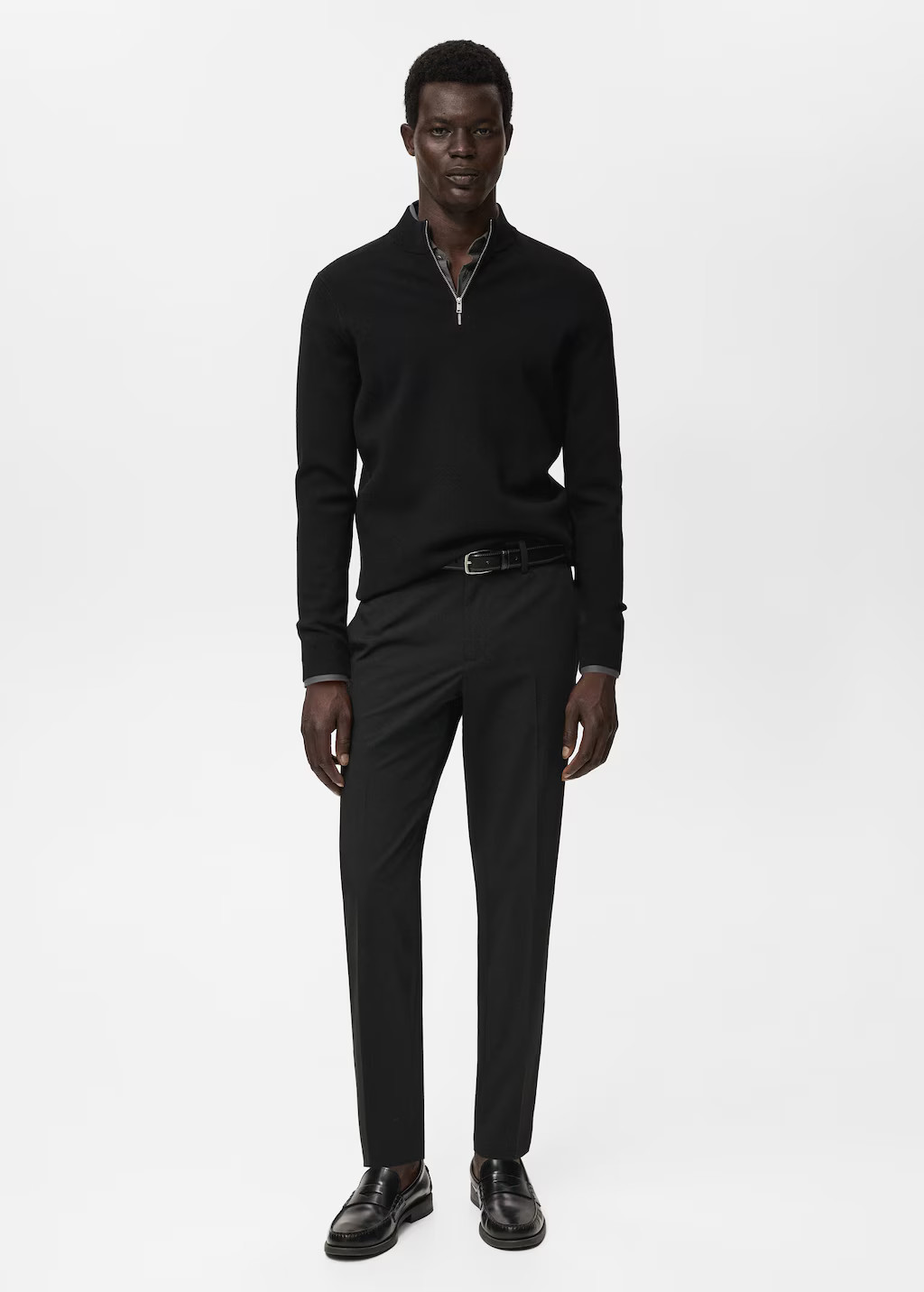 Knitted sweater with perkins neck black - Man - M - MANGO MAN | Mango (US/MX/AU)