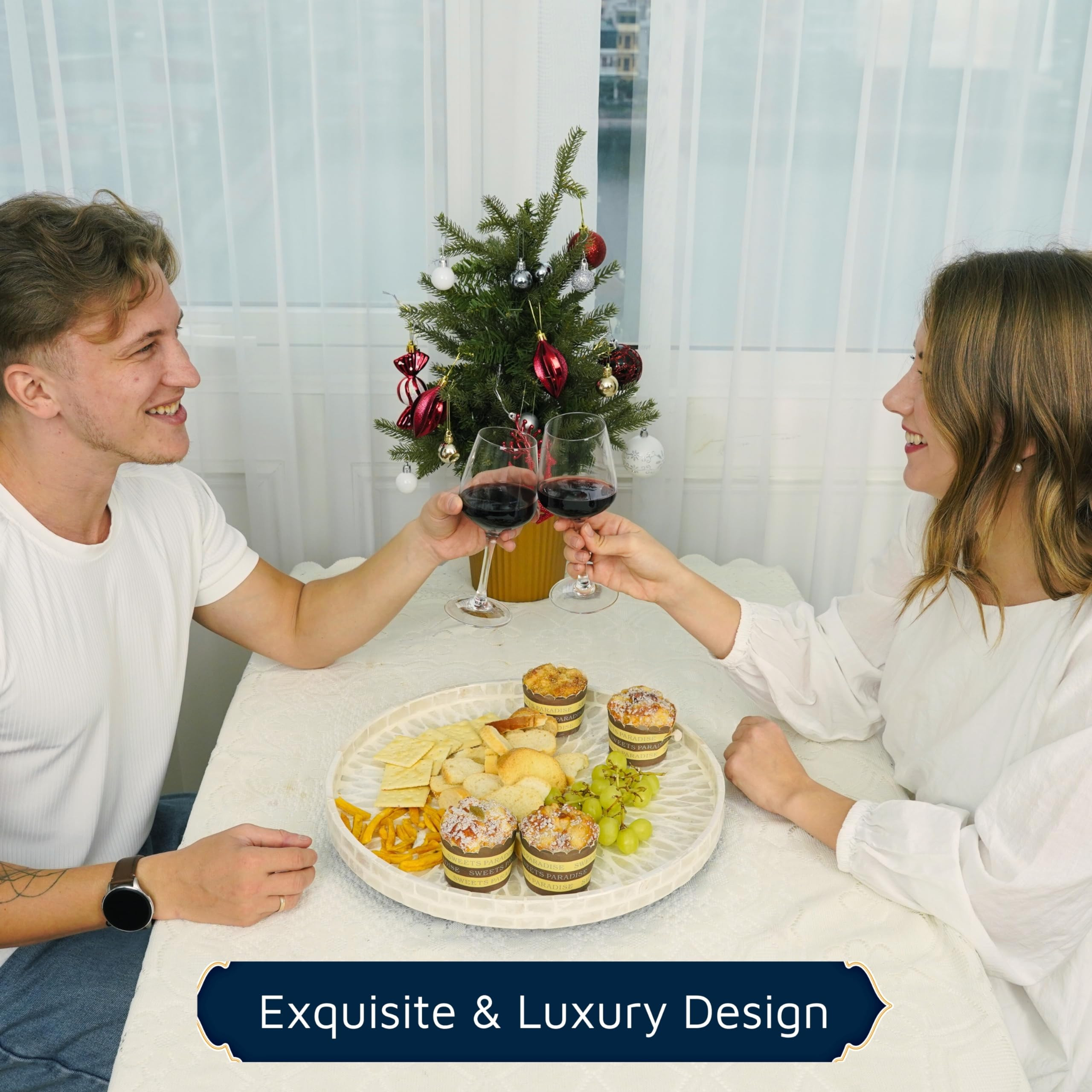 CLAYNIX Mother of Pearl Turntable Organizer - Table & Countertop, Cabinet & Pantry Lazy Susan (12... | Amazon (US)