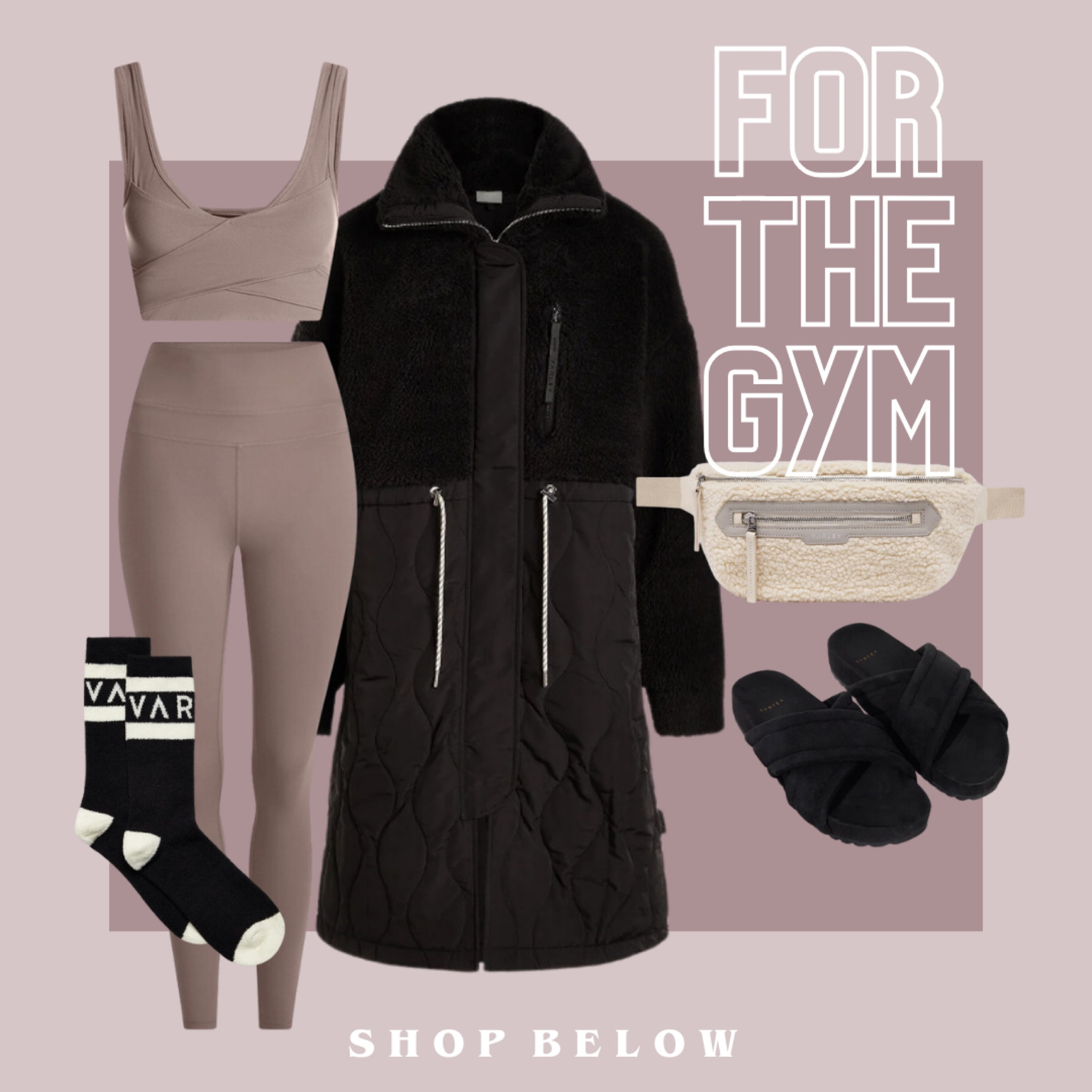 Workout outfit, belt bag, Sherpa belt bag, gym essentials, what to wear to the gym, winter coat, fleece, leggings, varley, long coat, long jacket, fuzzy socks, slides 

#LTKfindsunder100 #LTKshoecrush #LTKfindsunder50