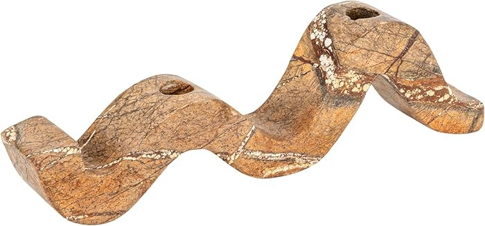 Bloomingville Marble Wave Double Taper Candle Holder, Brown Forest | Amazon (US)