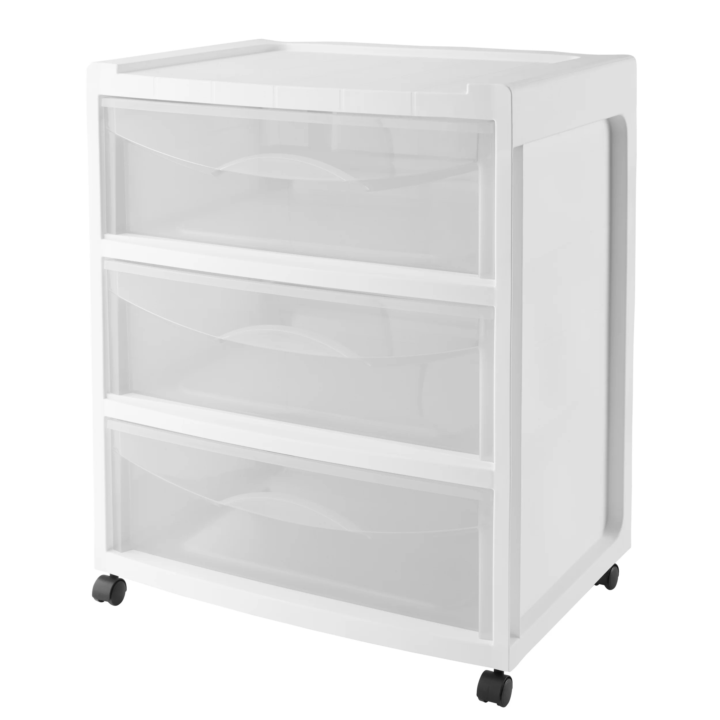 Mainstays Wide 3-Drawer Cart with Wheels, Arctic White | Walmart (US)