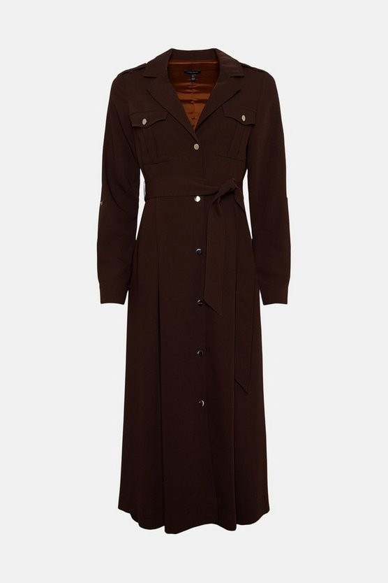 Soft Tailored Utility Belted Midi Dress | Karen Millen US