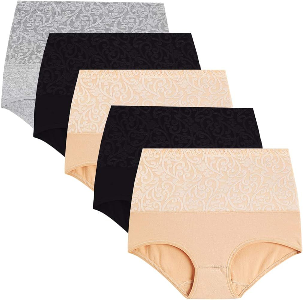 YaShaer Women Underwear High Waist Cotton Briefs Ladies Panties Tummy Control Panty Full Coverage... | Amazon (US)