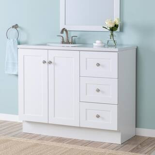 Glacier Bay Bannister 42 in. W x 19 in. D x 35 in. H Single Sink Freestanding Bath Vanity in Whit... | The Home Depot