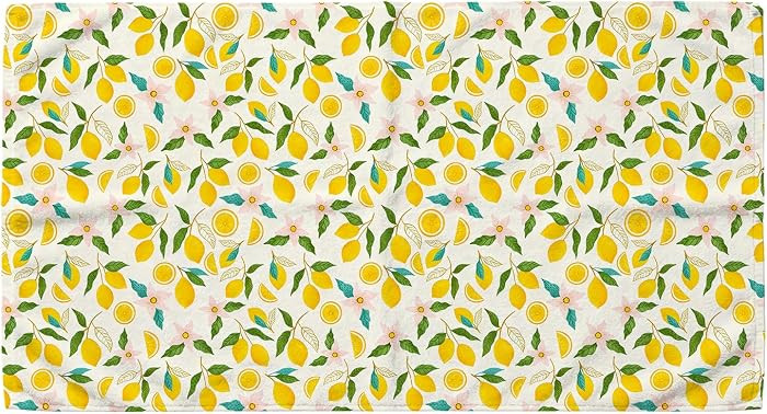 Yellow Lemon Beach Towel 30x60 Inch, Mediterranean Summer Citrus Lemon Floral Oversized Bath Towe... | Amazon (US)