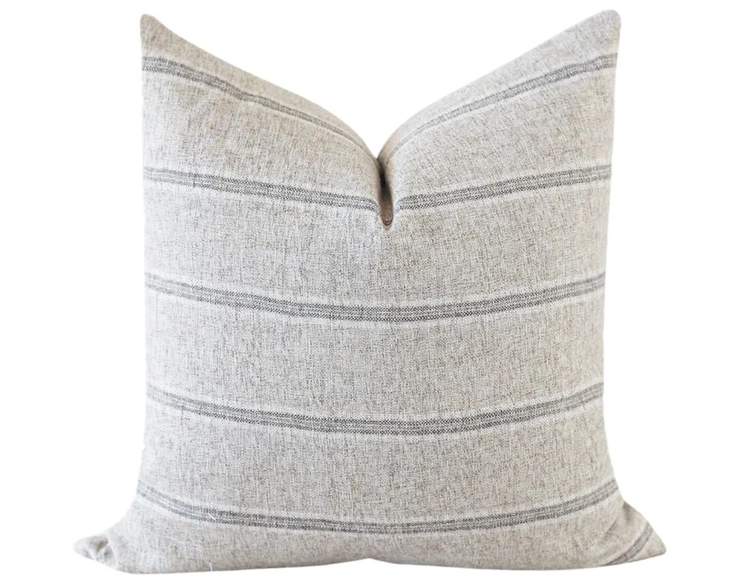 Grey Stripe Pillow Cover, Modern Farmhouse Pillows, Farmhouse Stripe Pillow Cover,throw Pillow, L... | Etsy (US)